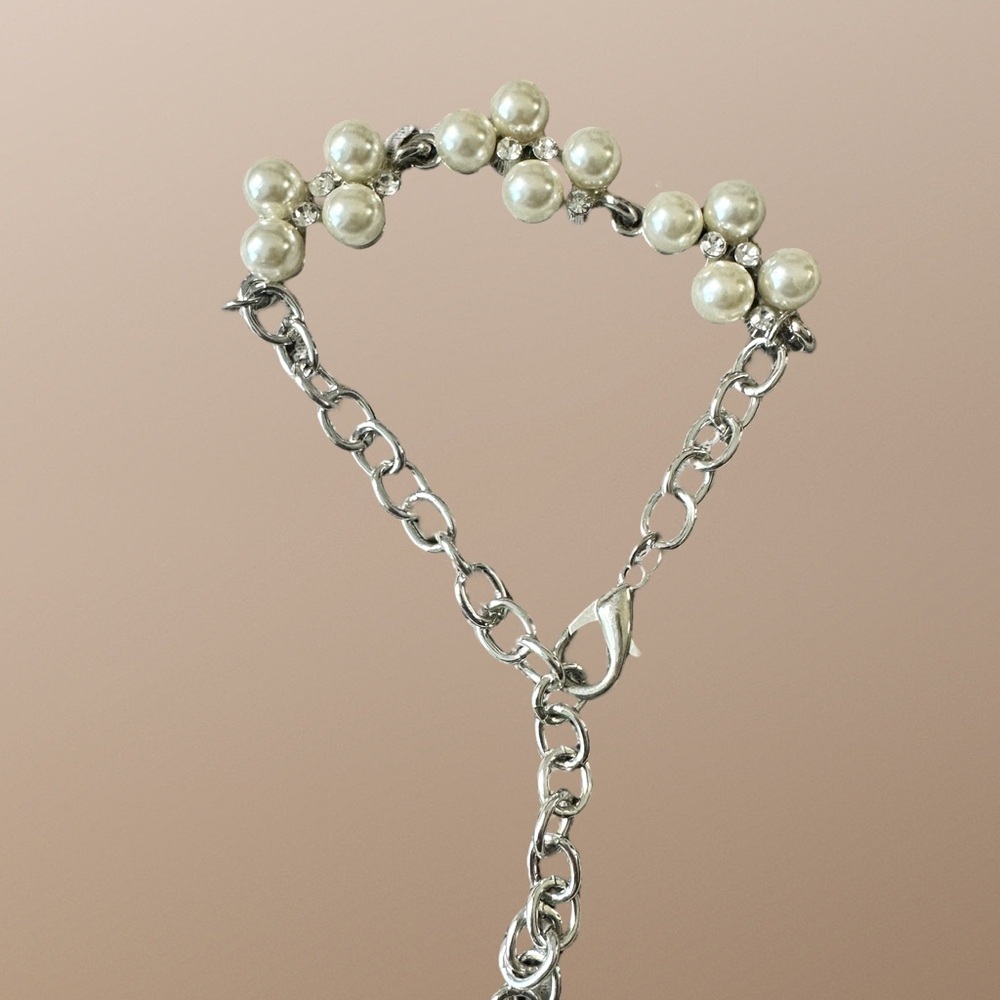 Pearl Cluster Bracelet with Rhinestones – Adjustable